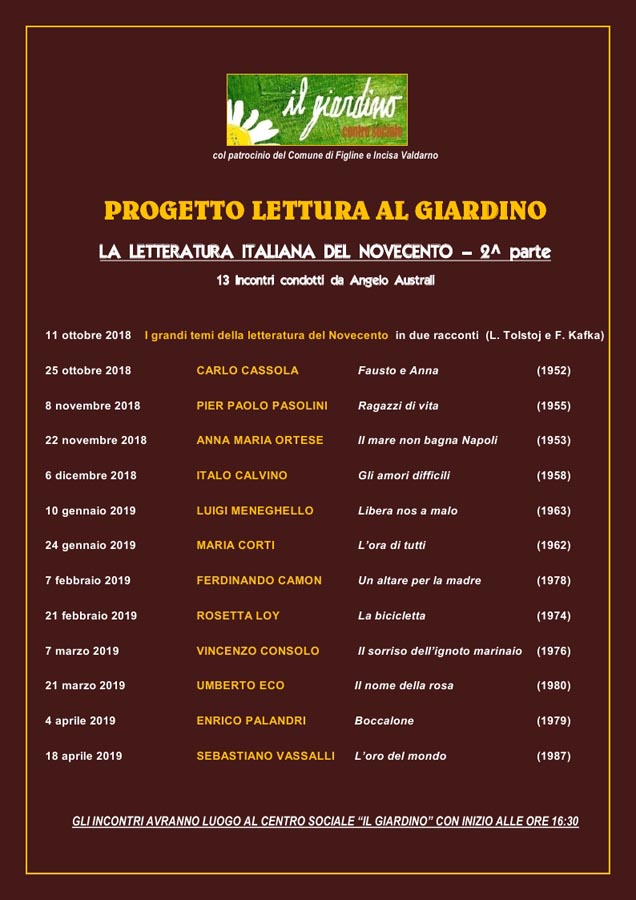 Clicca quì per aprire la pagina info corsi PROGETTO LETTURA AL GIARDINO